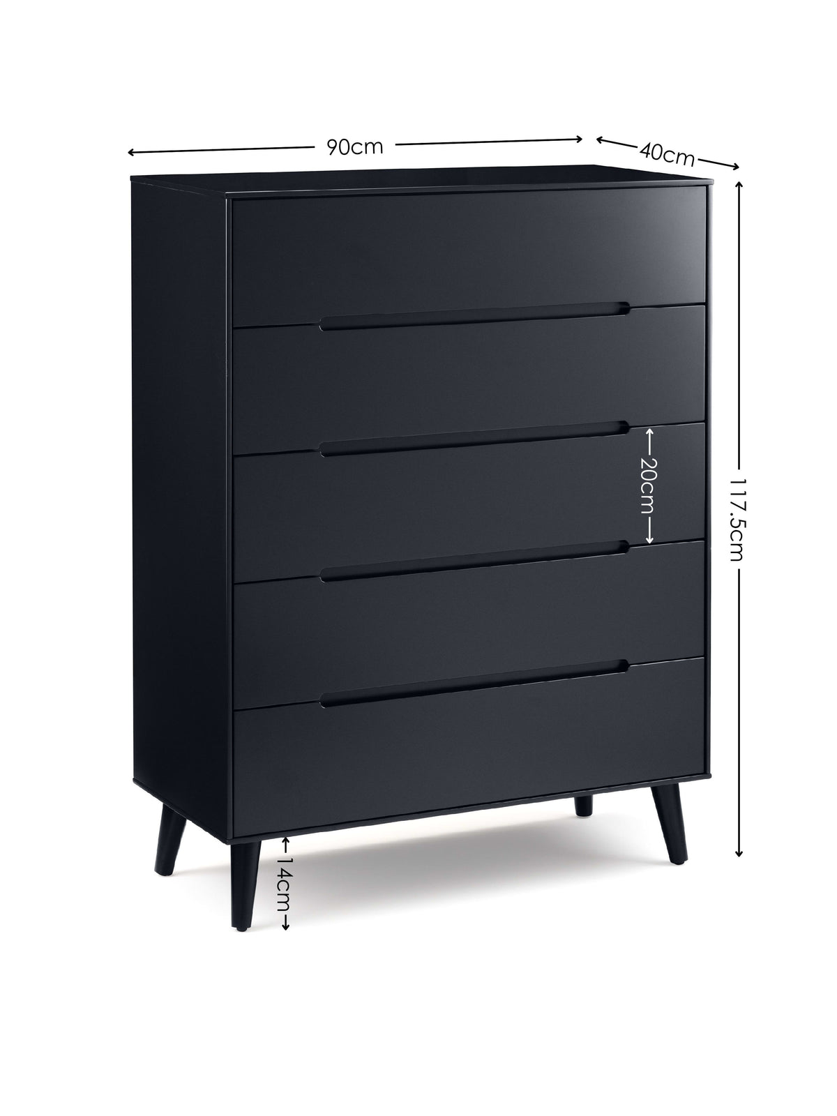Alicia 5 Drawer Chest - Anthracite