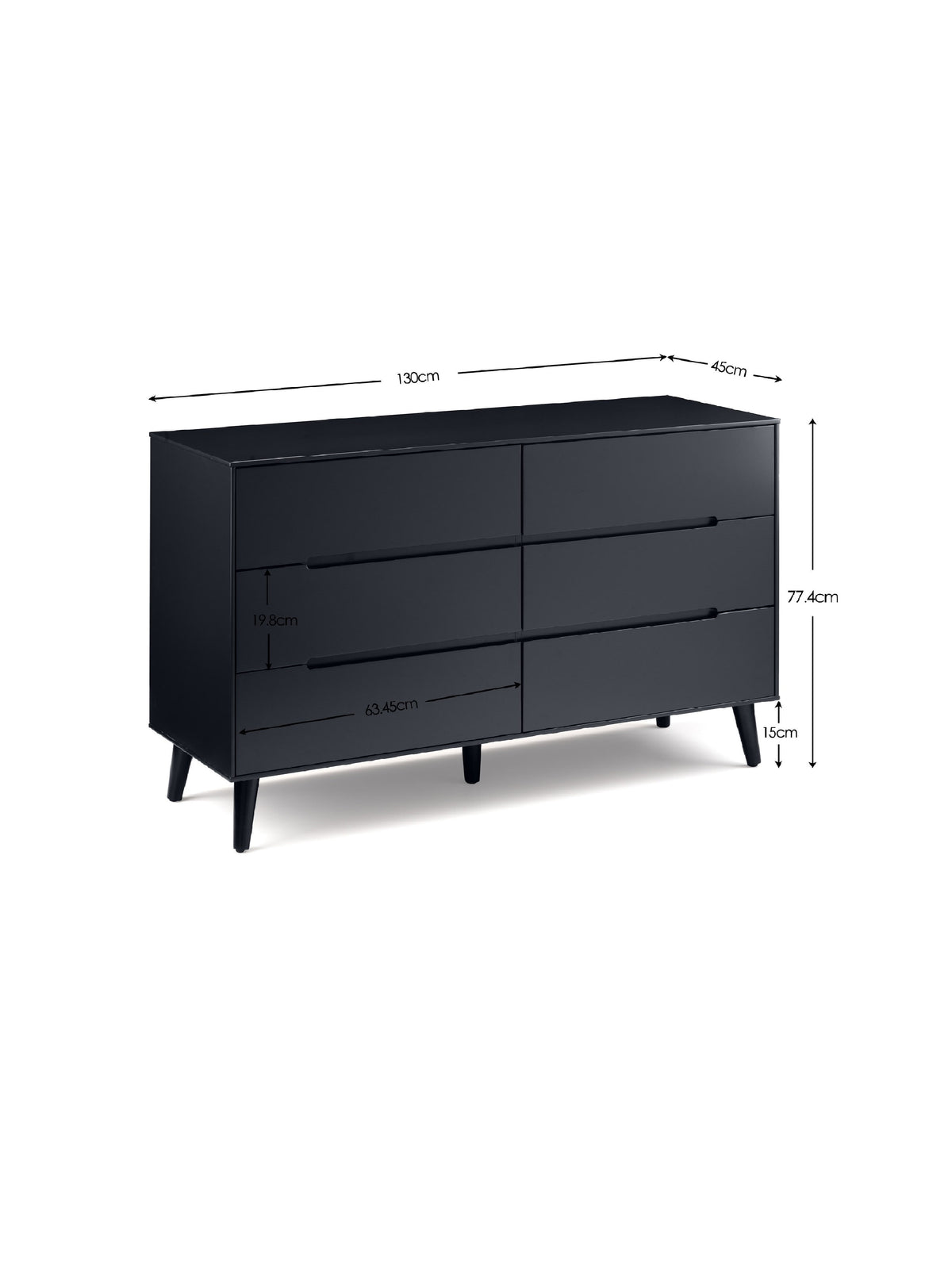 Alicia 6 Drawer Wide Chest - Anthracite