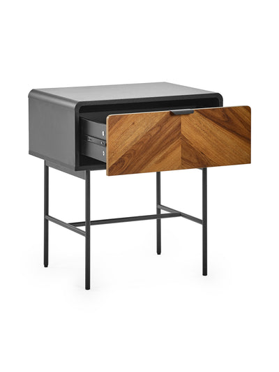 Alvin Black and Natural Wood‑effect 1 Drawer Lamp Table
