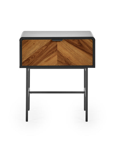 Alvin Black and Natural Wood‑effect 1 Drawer Lamp Table