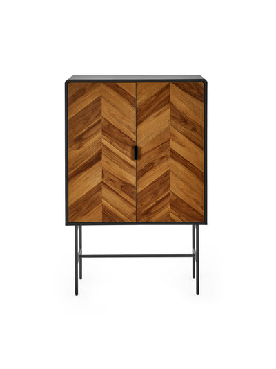 Alvin Black and Natural Wood‑Effect 2 Door Storage Cabinet