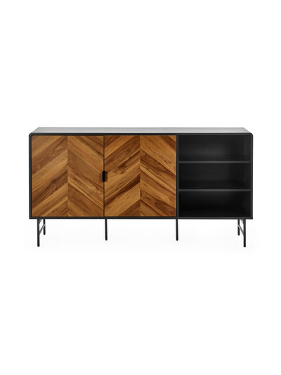 Alvin Black and Natural Wood‑Effect Sideboard
