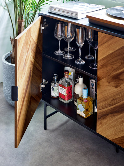 Alvin Black and Natural Wood‑Effect Sideboard