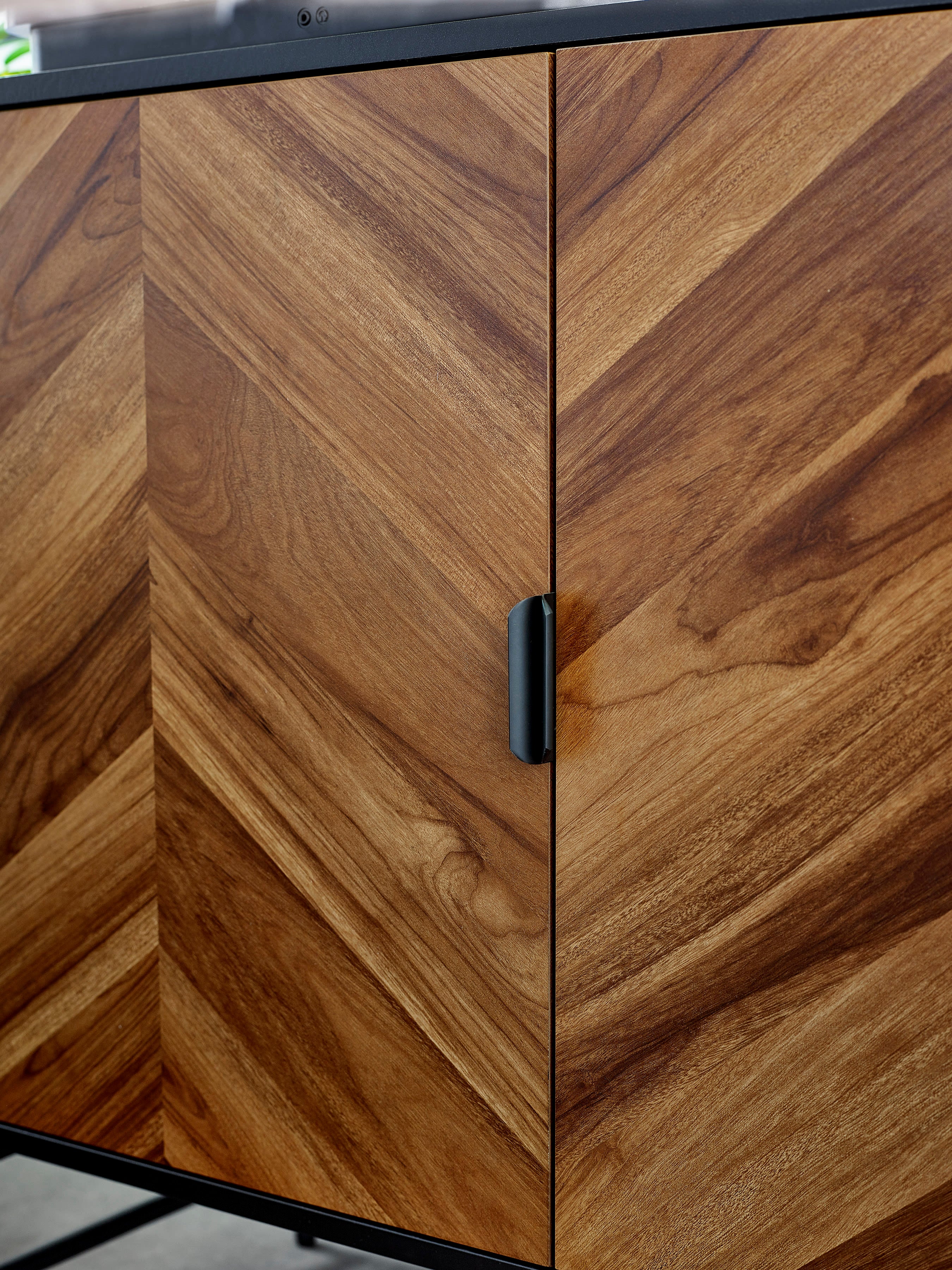 Alvin Black and Natural Wood‑Effect Sideboard