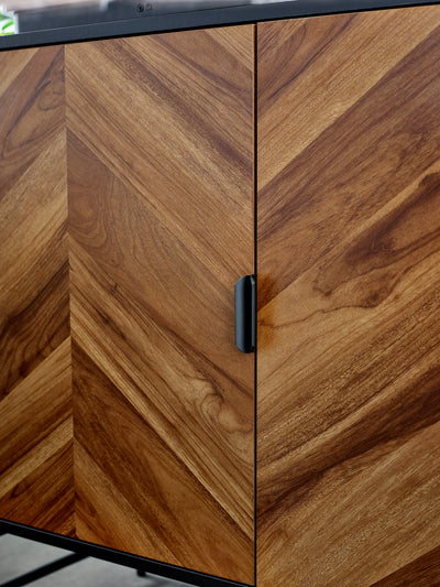 Alvin Black and Natural Wood‑Effect Sideboard
