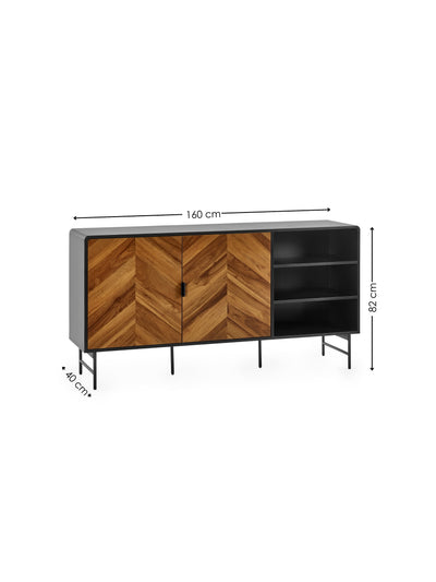 Alvin Black and Natural Wood‑Effect Sideboard