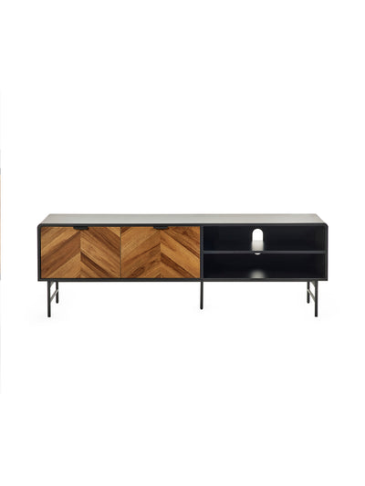 Alvin Black and Natural Wood‑Effect 65" TV Unit