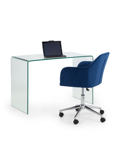 Amalfi Desk and Kahlo Blue Office Chair – Clear