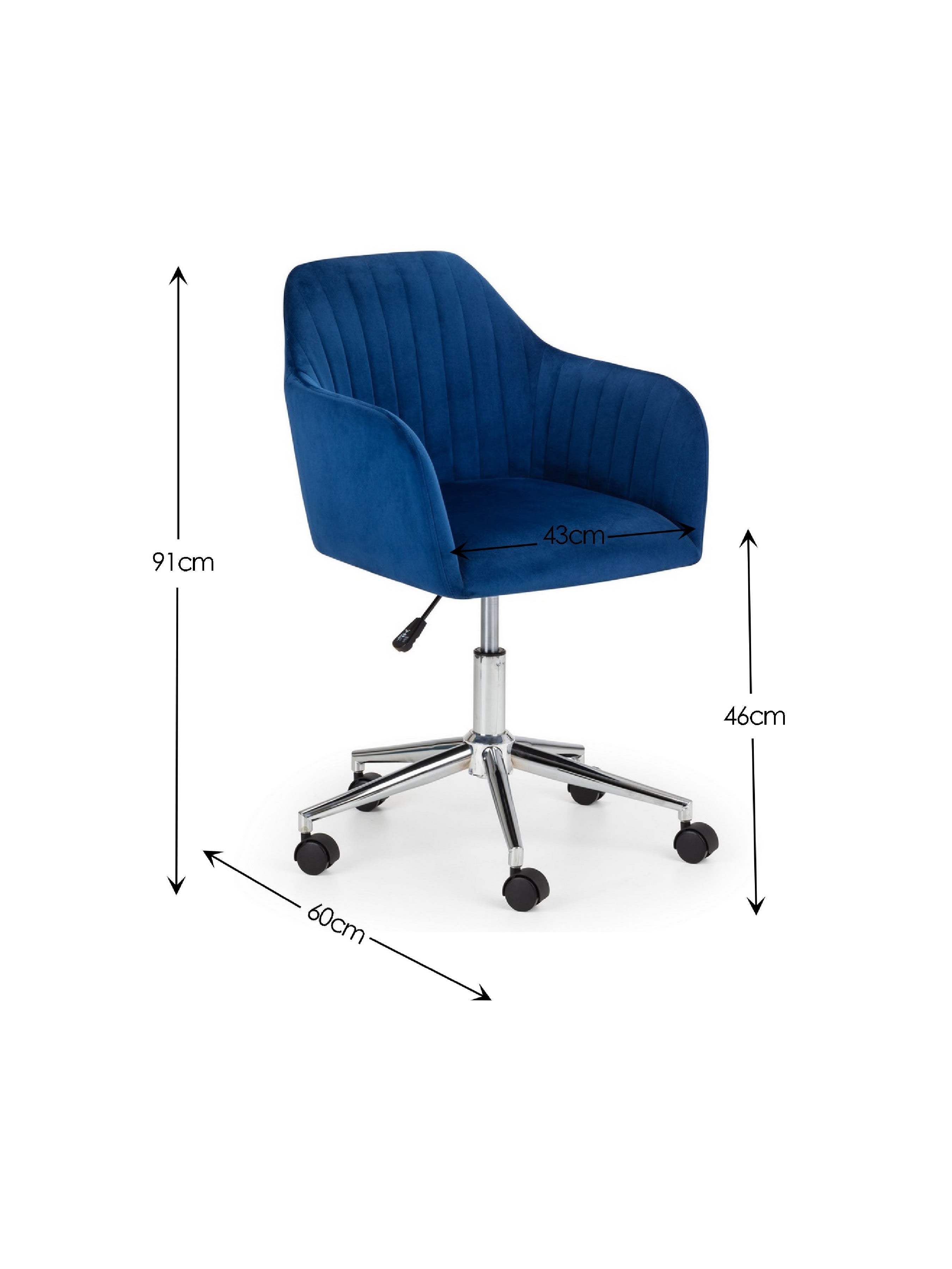 Amalfi Desk and Kahlo Blue Office Chair – Clear