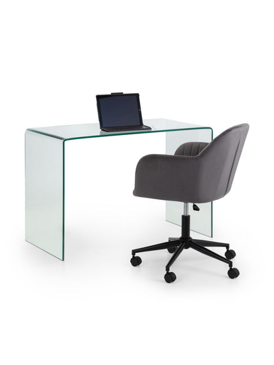 Amalfi Desk and Kahlo Grey Office Chair – Clear