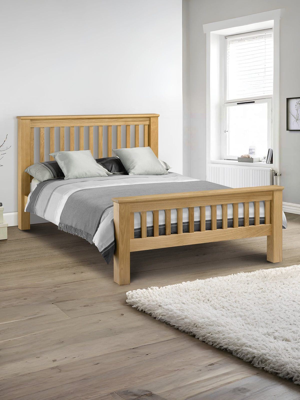 Amsterdam Oak Bed with High Foot End - Wood - Light Oak