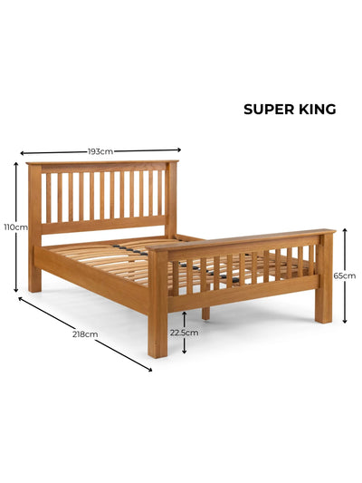 Amsterdam Oak Bed with High Foot End - Wood - Light Oak