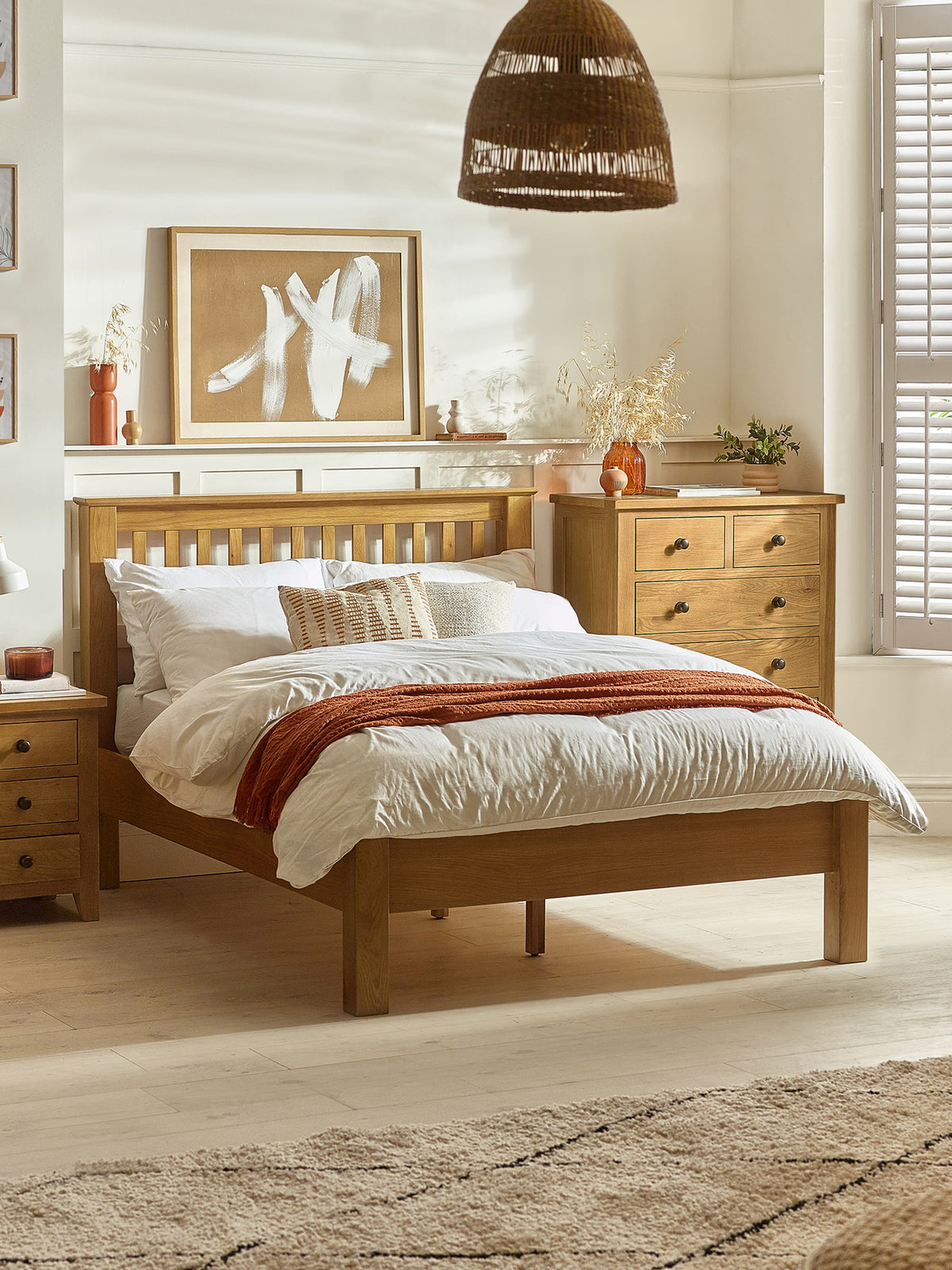 Amsterdam Oak Bed with Low Foot End - Wood - Light Oak