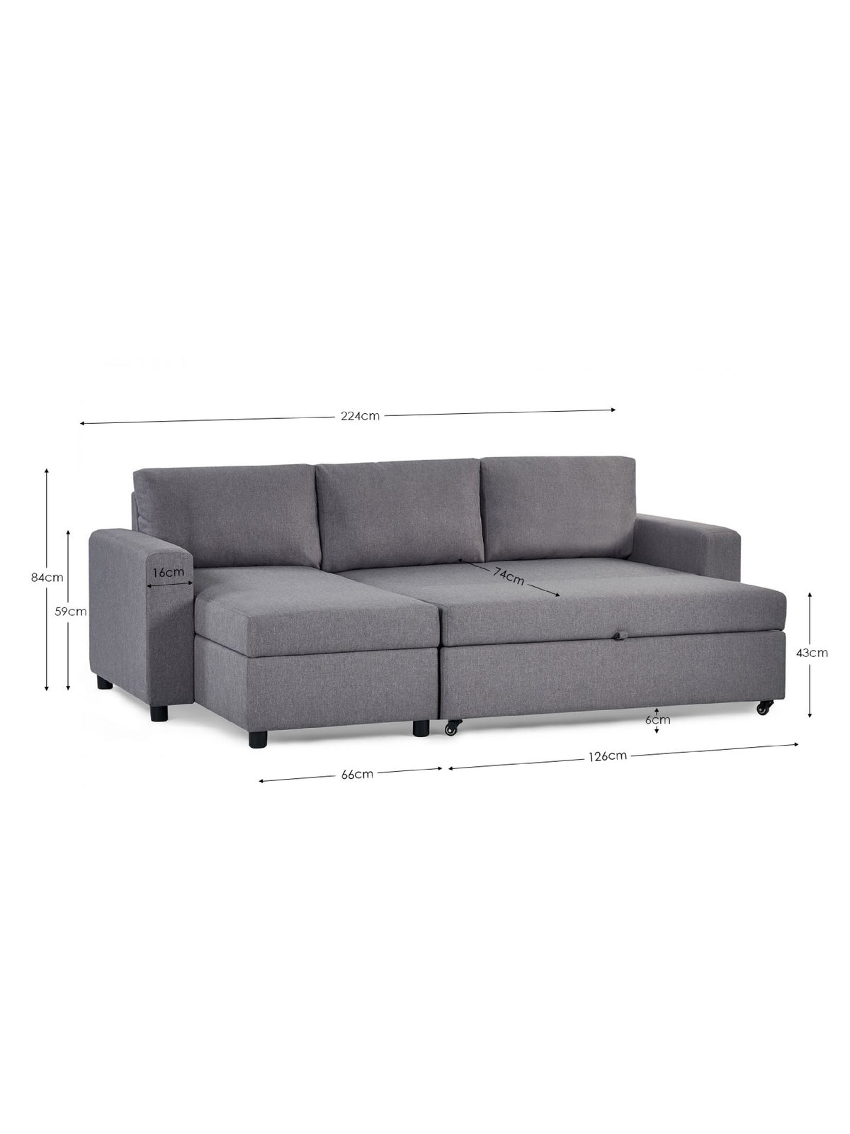 Angel Sofabed With Storage - Light Grey