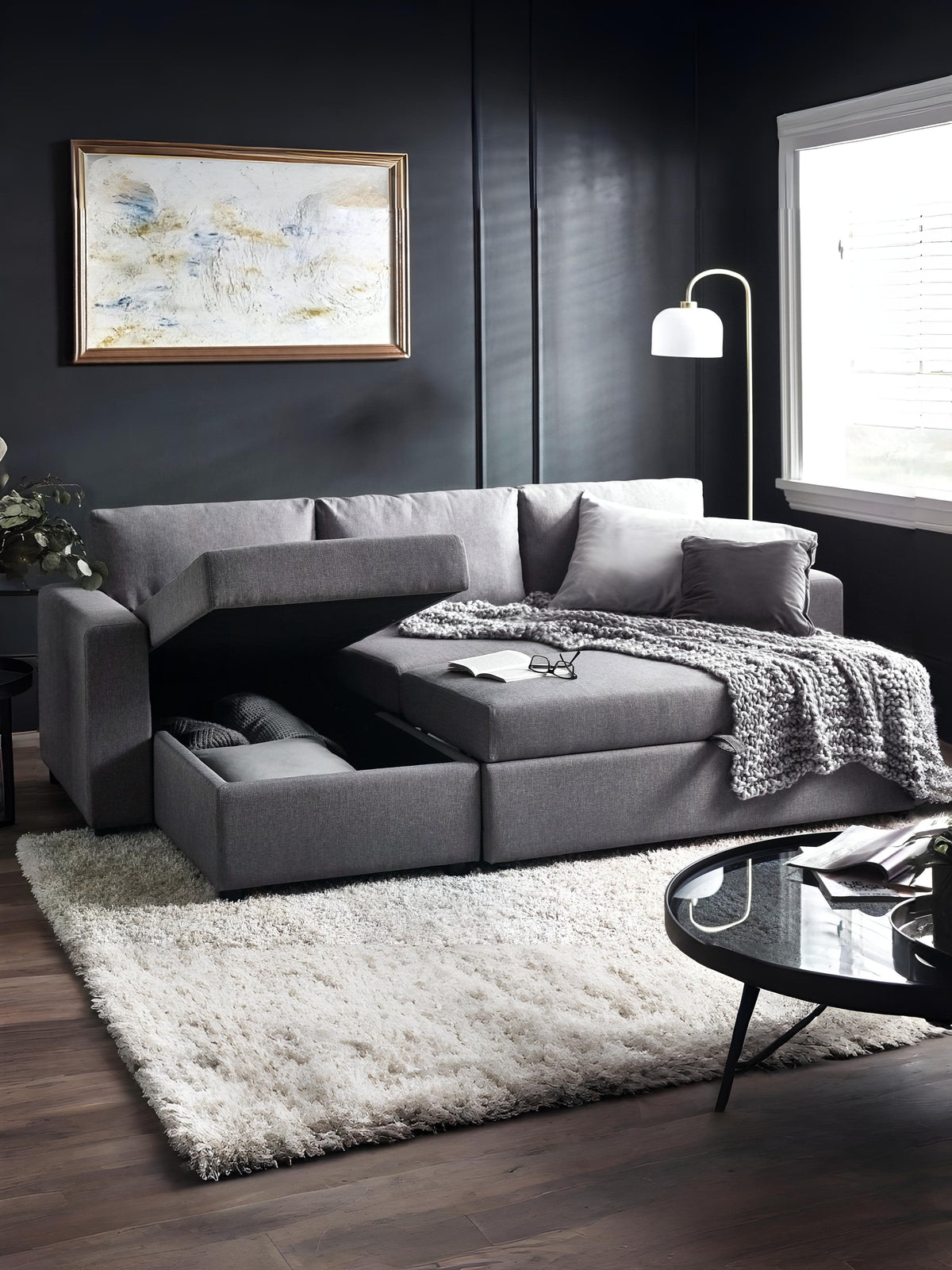 Angel Sofabed With Storage - Light Grey