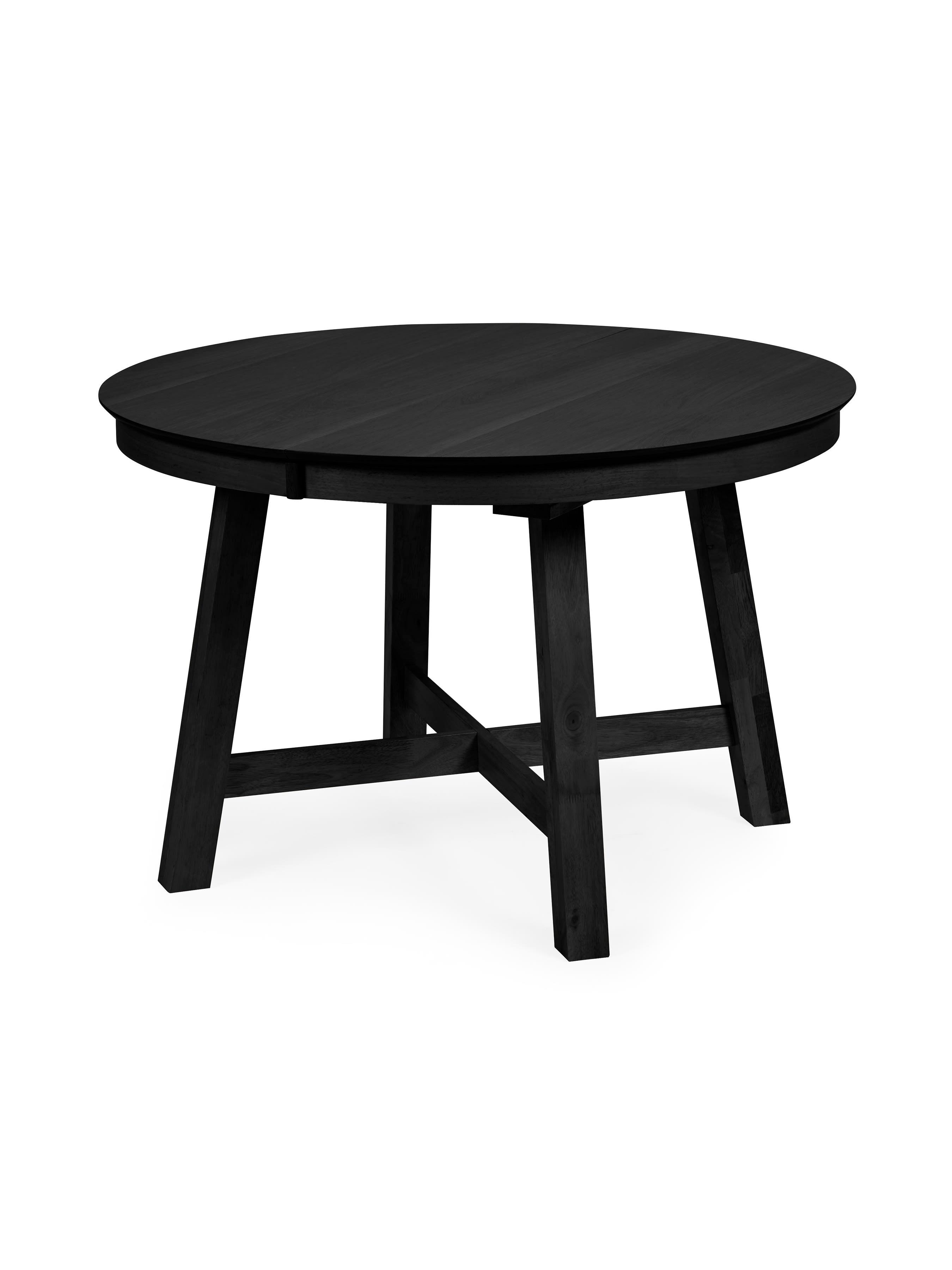 Annika Satin Black Oak Veneer 115-154cm Extending Round Dining Table – Black Oak Effect