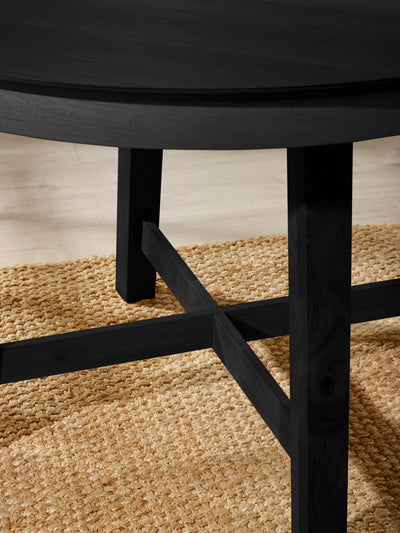 Annika Satin Black Oak Veneer 115-154cm Extending Round Dining Table – Black Oak Effect