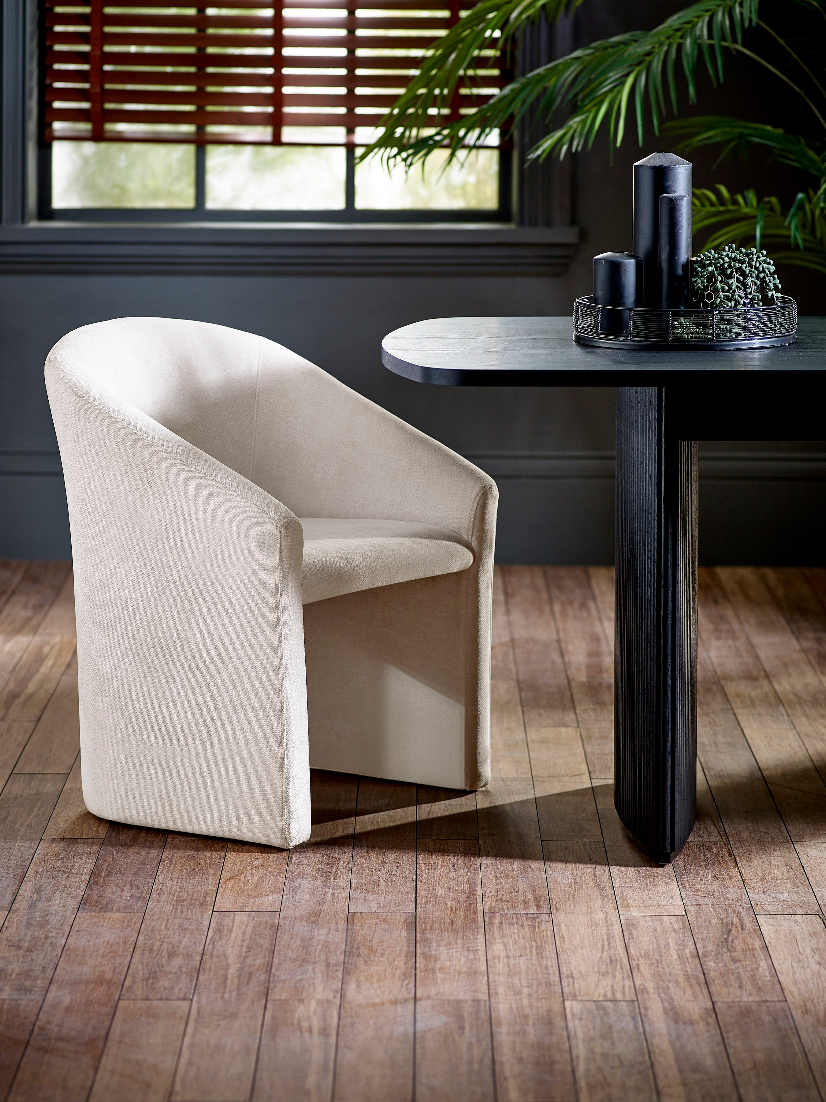Anthea Cream Tub Dining Chair – Cream Chenille