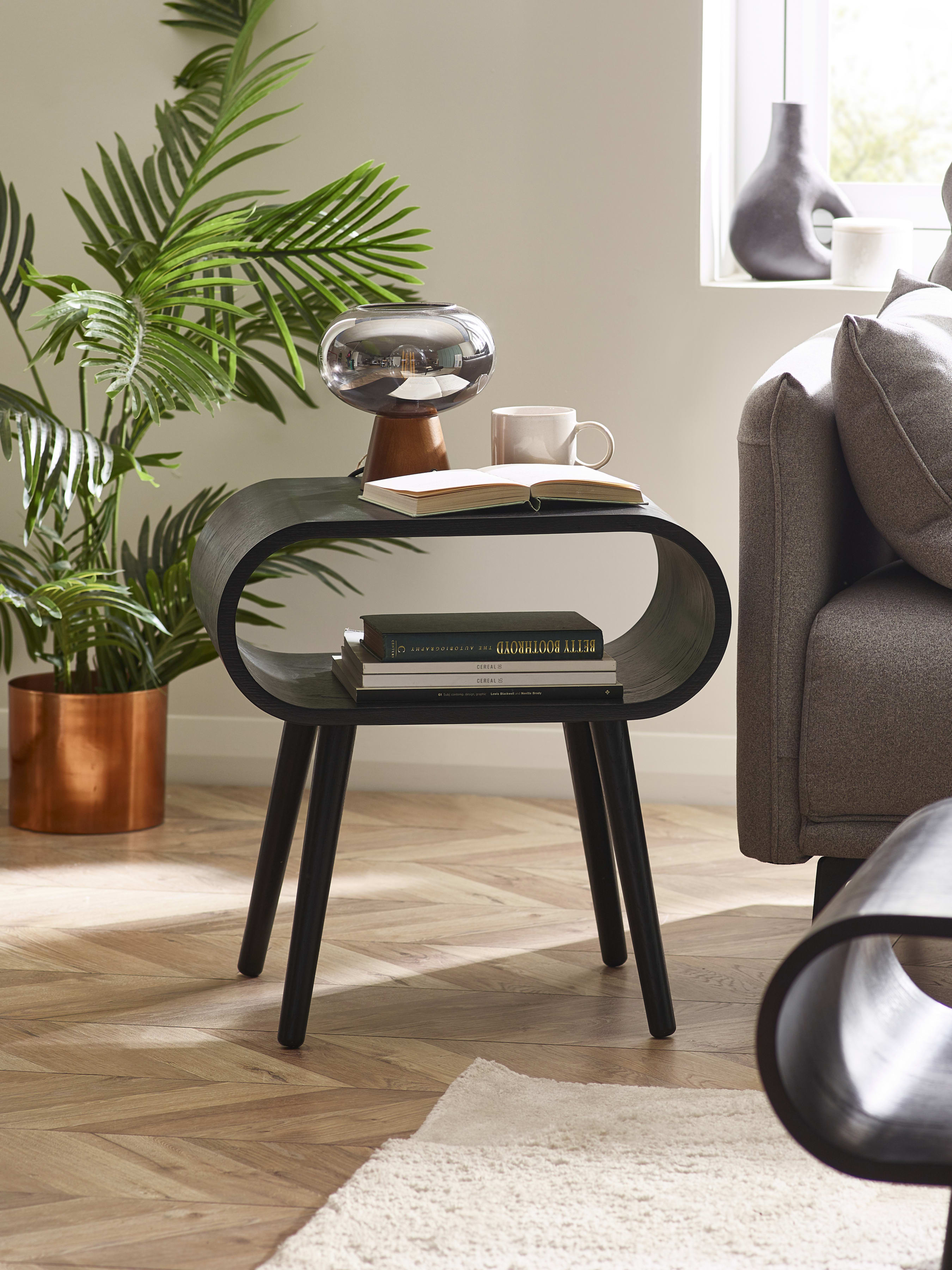 Apollo Black Ash 45cm Round Side Table – Black Ash Effect