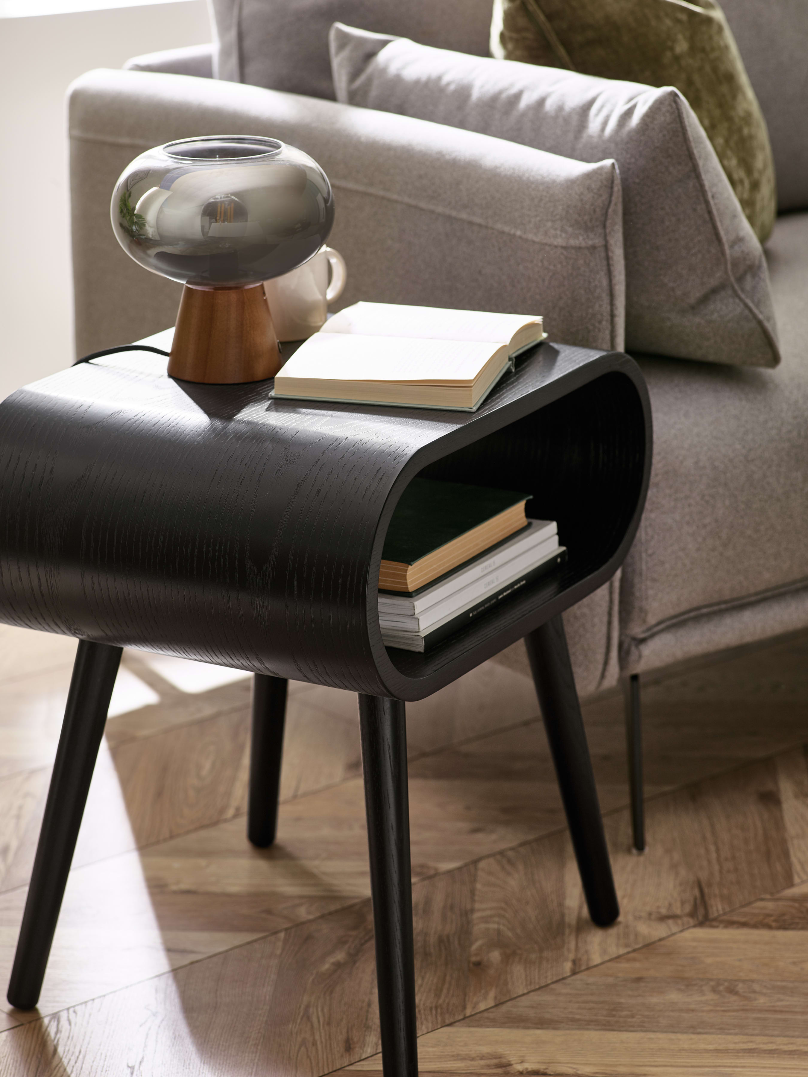 Apollo Black Ash 45cm Round Side Table – Black Ash Effect