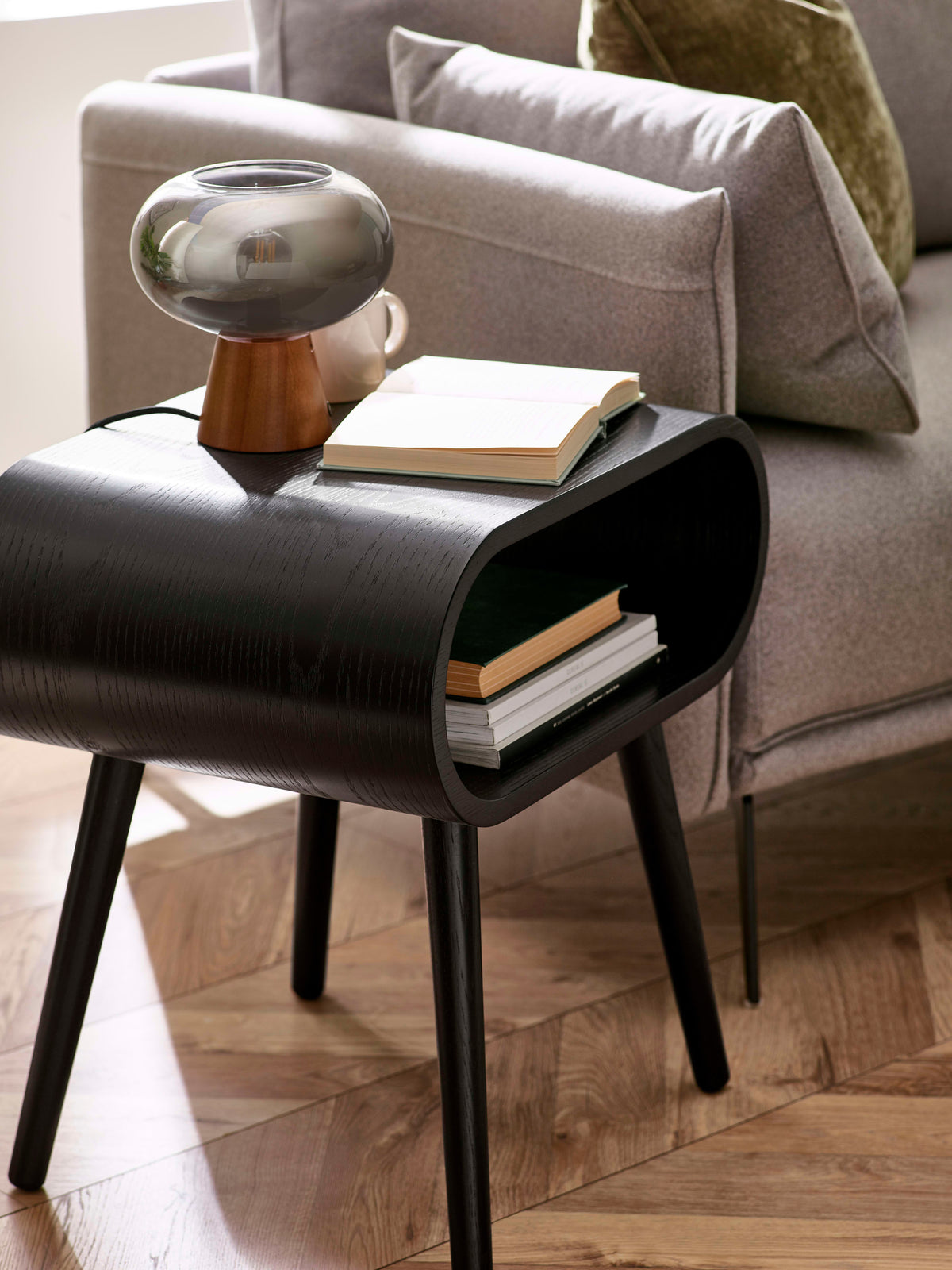 Apollo Black Ash 45cm Round Side Table – Black Ash Effect