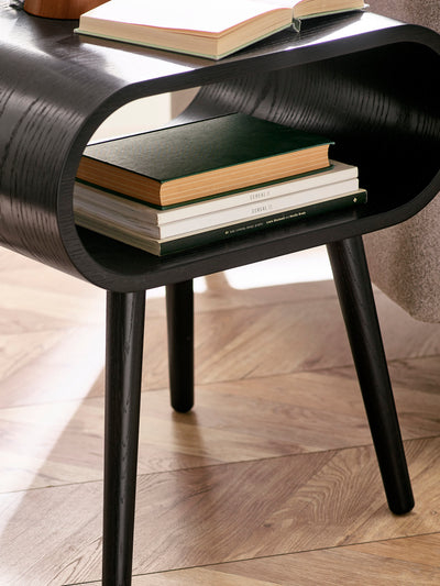 Apollo Black Ash 45cm Round Side Table – Black Ash Effect