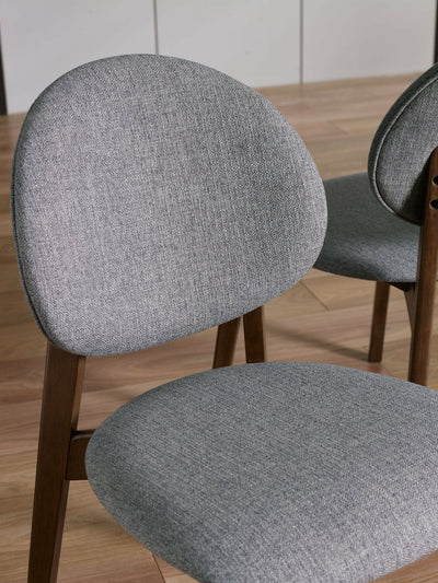 Artemis Rectangular Walnut Dining Table Set with 4 Grey Upholstered Dining Chairs – Walnut Effect