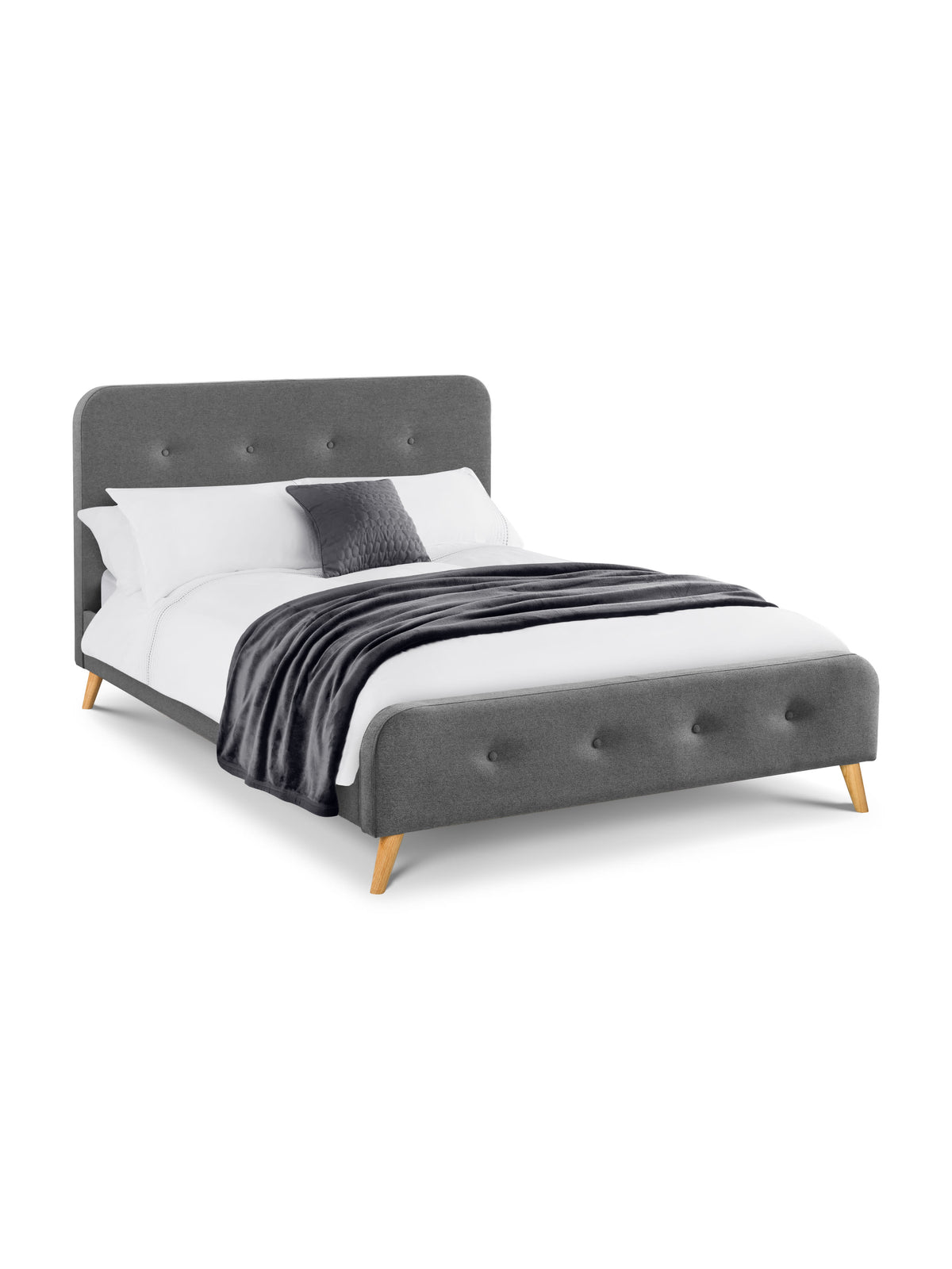 Astrid Curved Retro Buttoned Bed - Grey