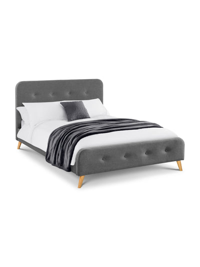 Astrid Curved Retro Buttoned Bed - Grey