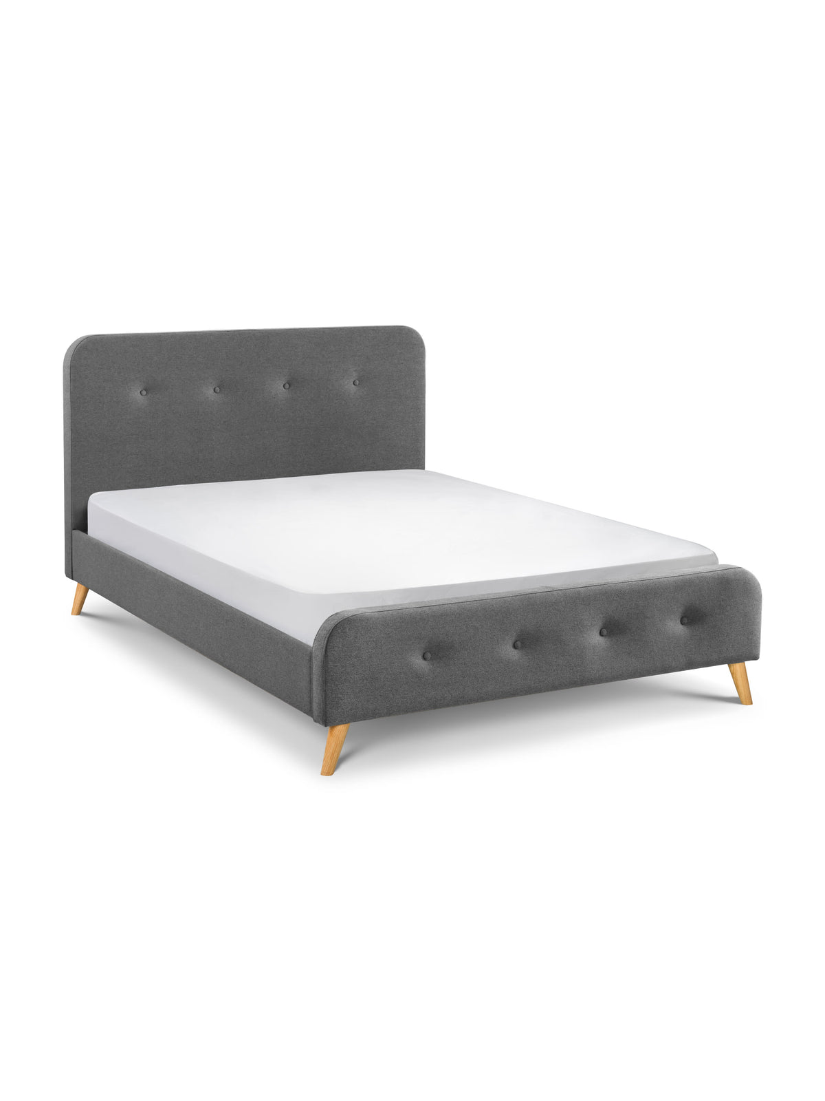 Astrid Curved Retro Buttoned Bed - Grey