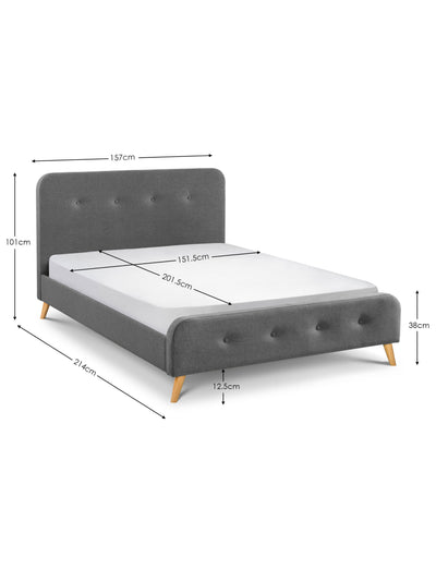 Astrid Curved Retro Buttoned Bed - Grey