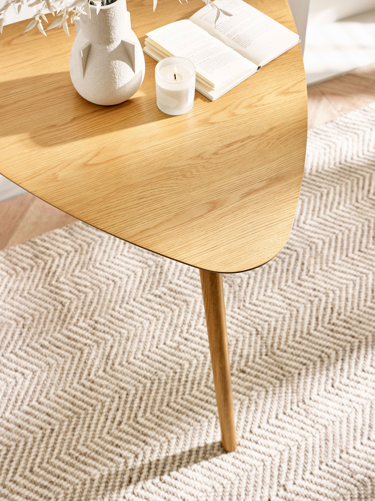Athena Light Oak Triangular 3 Seater Dining Table – Light Oak Effect
