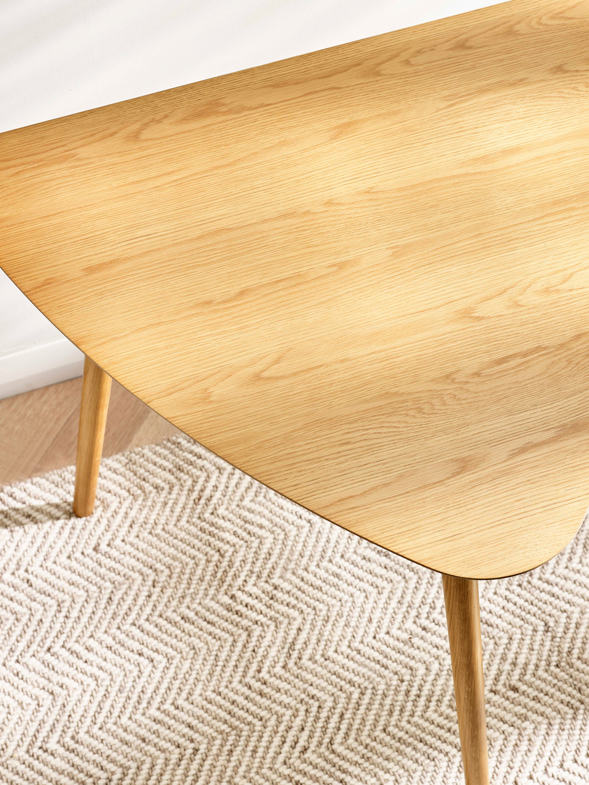 Athena Light Oak Triangular 3 Seater Dining Table – Light Oak Effect
