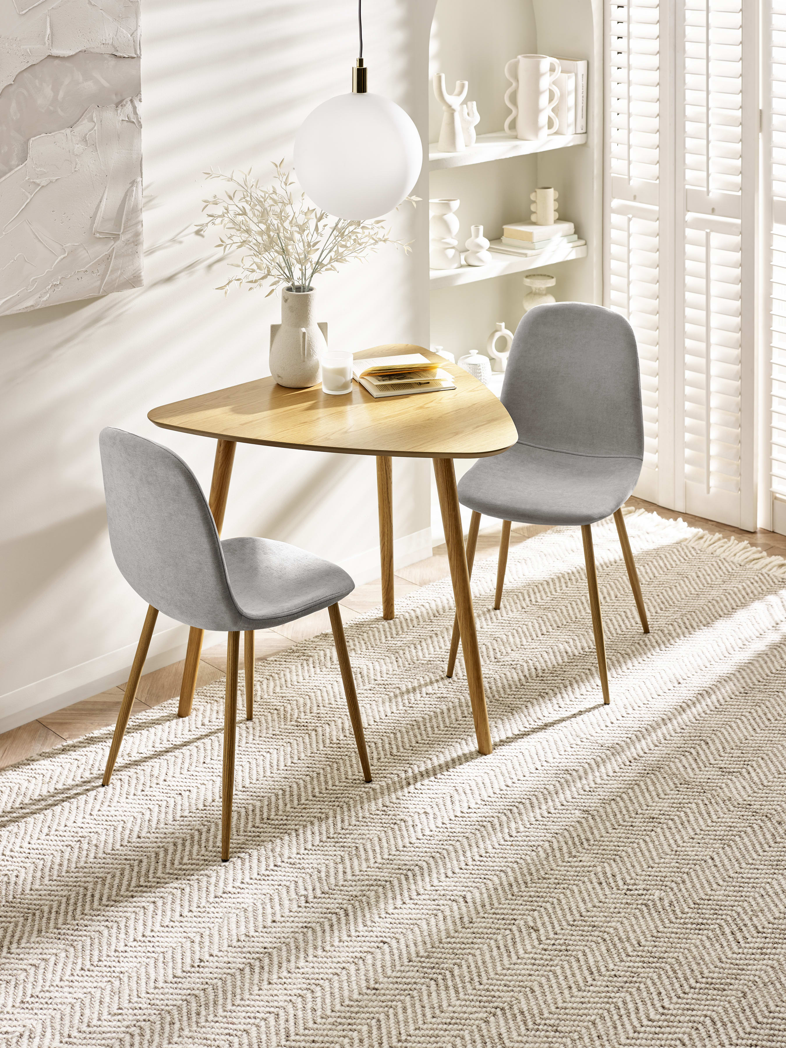 Athena Light Oak Triangular 3 Seater Dining Table – Light Oak Effect