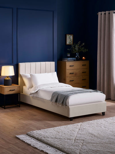 Aylen Oatmeal Faux Linen Upholstered Bed Frame – Oatmeal Linen