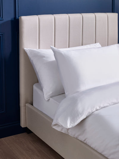 Aylen Oatmeal Faux Linen Upholstered Bed Frame – Oatmeal Linen