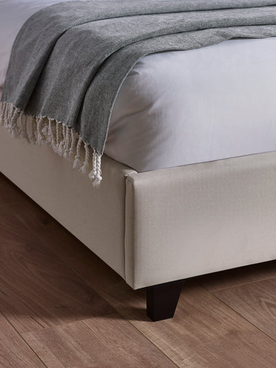 Aylen Oatmeal Faux Linen Upholstered Bed Frame – Oatmeal Linen