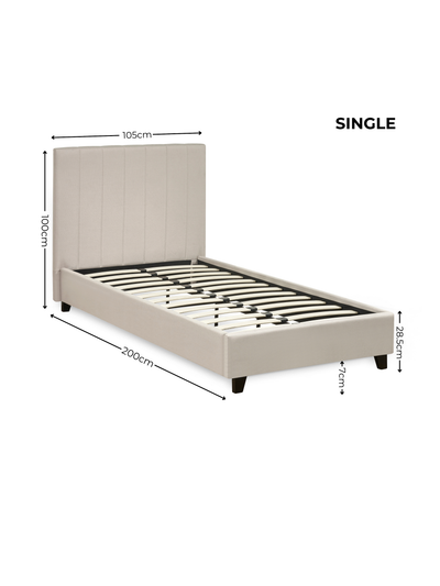 Aylen Oatmeal Faux Linen Upholstered Bed Frame – Oatmeal Linen