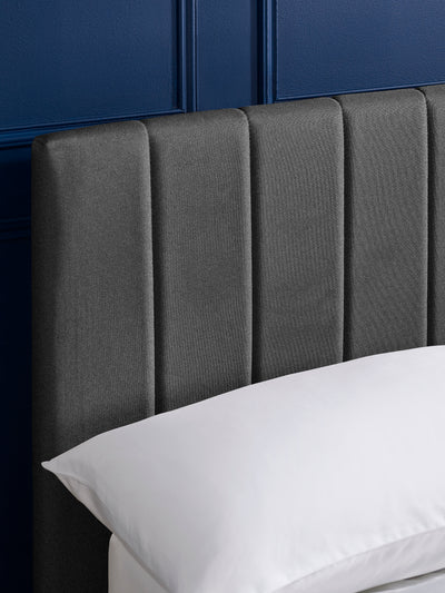 Aylen Dark Grey Faux Linen Upholstered Bed Frame – Dark Grey Linen