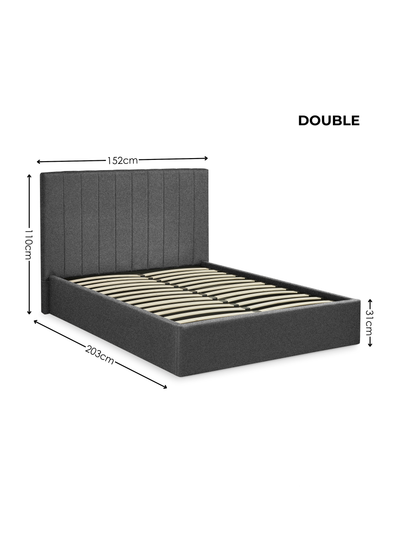 Aylen Dark Grey Faux Linen Upholstered Ottoman Storage Bed Frame – Dark Grey Linen