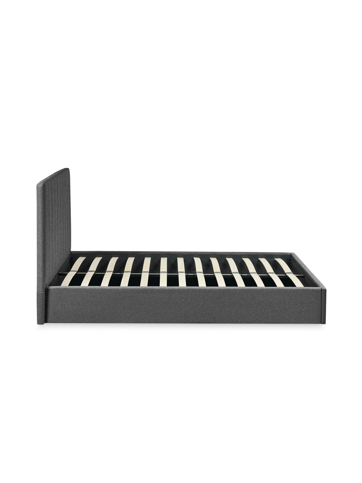 Aylen Dark Grey Faux Linen Upholstered Ottoman Storage Bed Frame – Dark Grey Linen