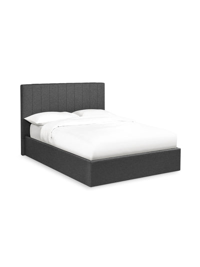Aylen Dark Grey Faux Linen Upholstered Ottoman Storage Bed Frame – Dark Grey Linen