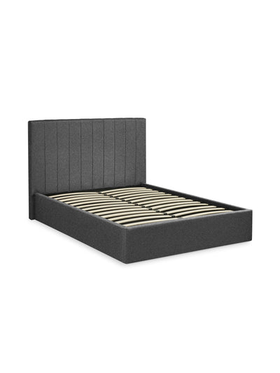 Aylen Dark Grey Faux Linen Upholstered Ottoman Storage Bed Frame – Dark Grey Linen