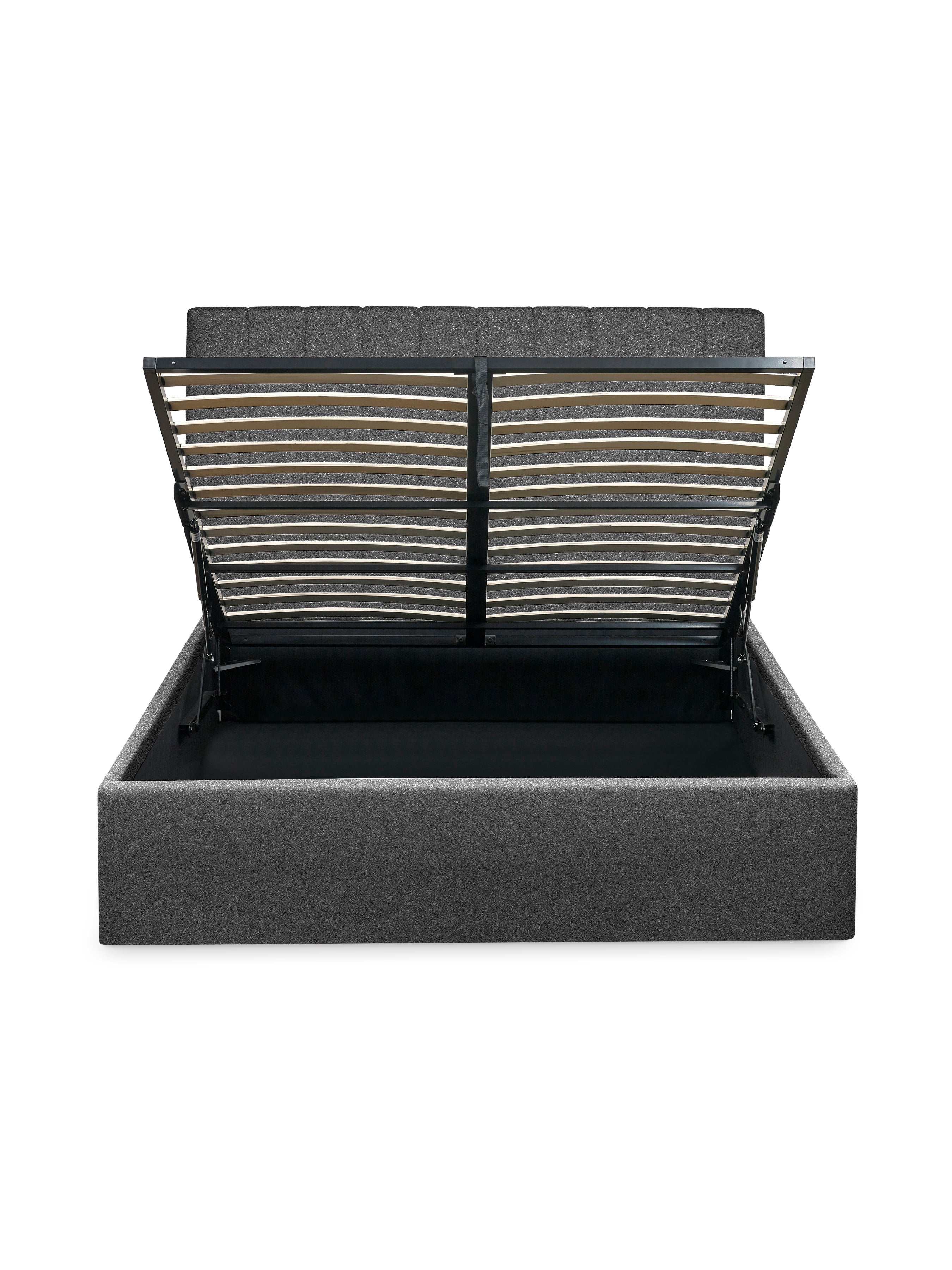 Aylen Dark Grey Faux Linen Upholstered Ottoman Storage Bed Frame – Dark Grey Linen