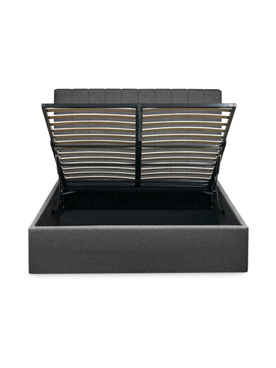 Aylen Dark Grey Faux Linen Upholstered Ottoman Storage Bed Frame – Dark Grey Linen