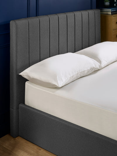 Aylen Dark Grey Faux Linen Upholstered Ottoman Storage Bed Frame – Dark Grey Linen