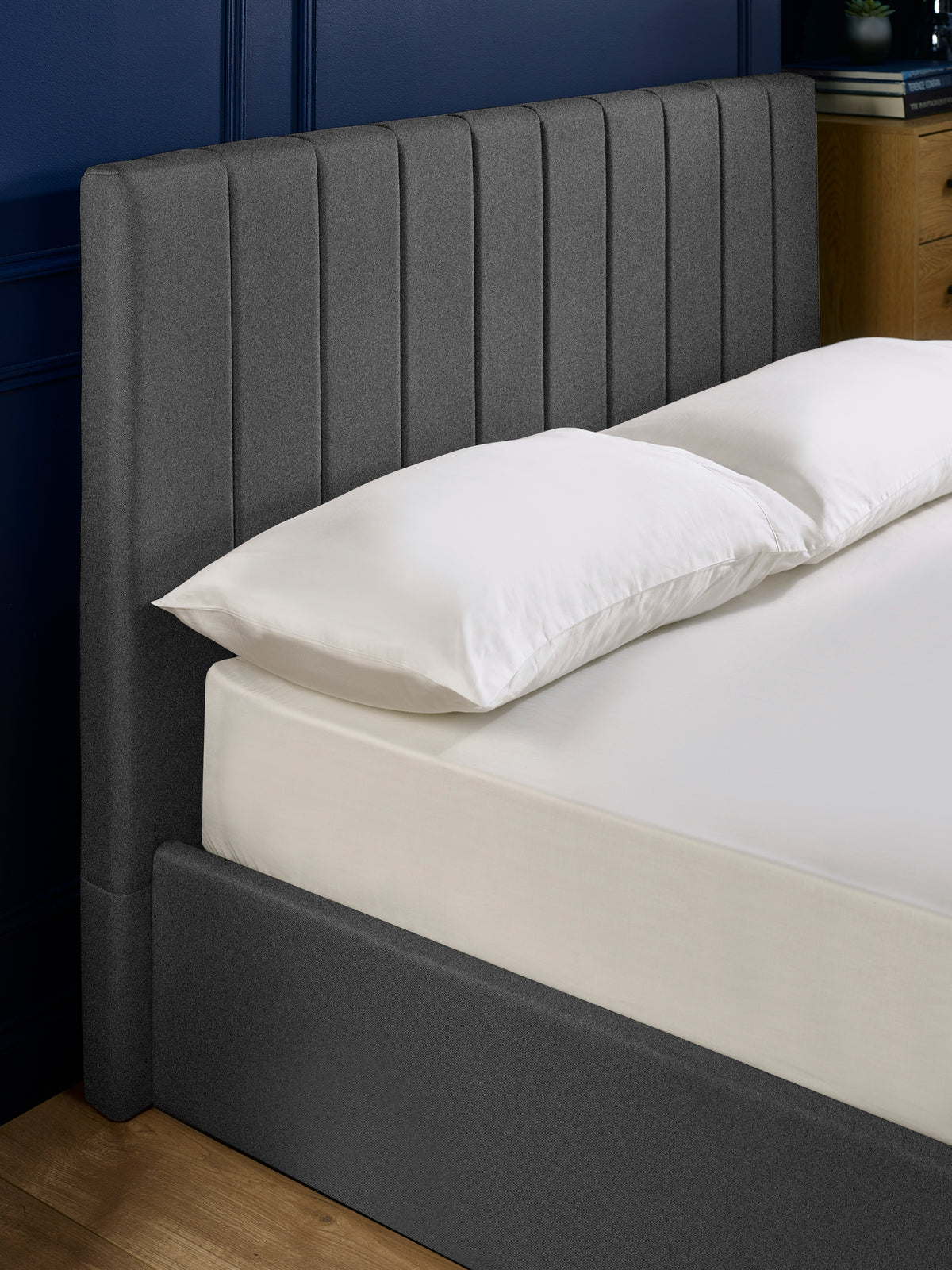 Aylen Dark Grey Faux Linen Upholstered Ottoman Storage Bed Frame – Dark Grey Linen