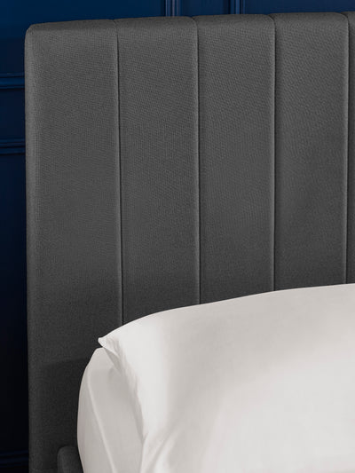Aylen Dark Grey Faux Linen Upholstered Ottoman Storage Bed Frame – Dark Grey Linen