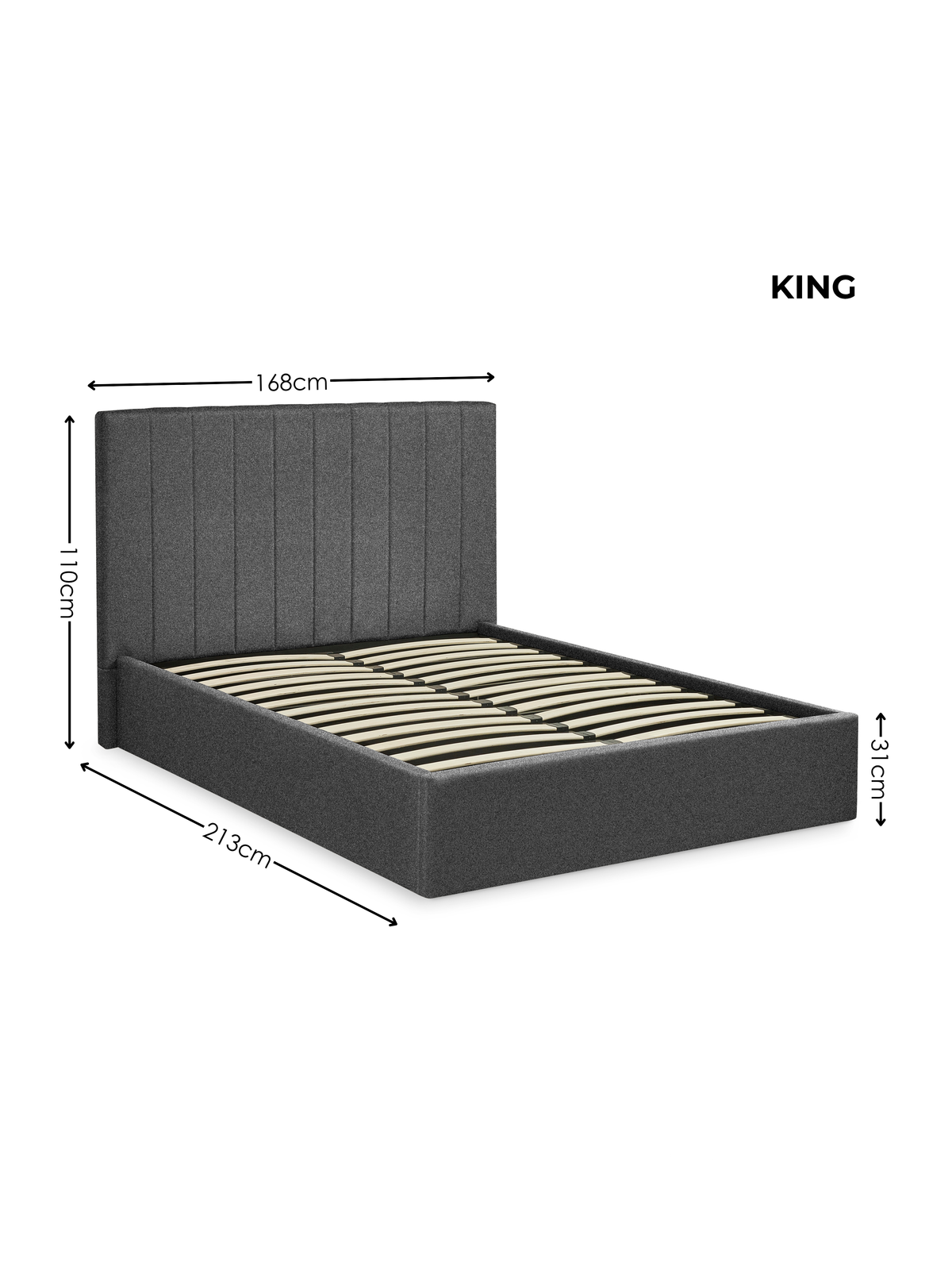 Aylen Dark Grey Faux Linen Upholstered Ottoman Storage Bed Frame – Dark Grey Linen