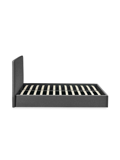 Aylen Dark Grey Faux Linen Upholstered Ottoman Storage Bed Frame – Dark Grey Linen